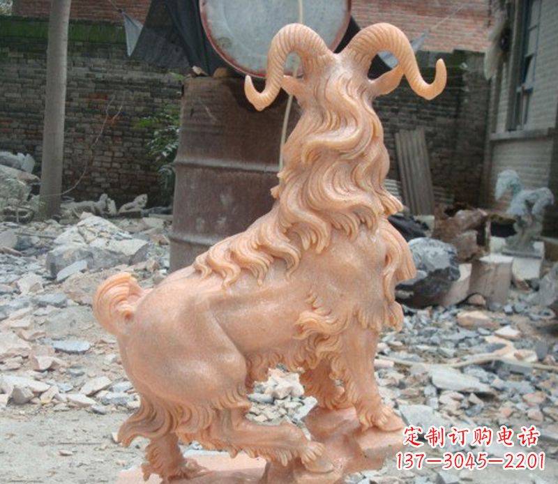 大同晚霞红山羊石雕