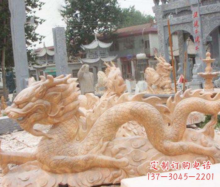 大同晚霞红生肖龙石雕