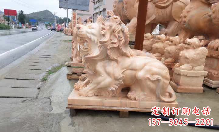 大同晚霞红狮子雕塑