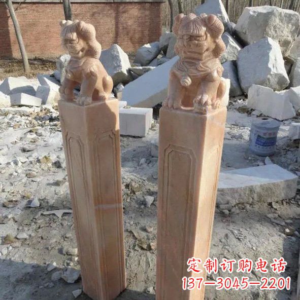 大同晚霞红狮子拴马桩
