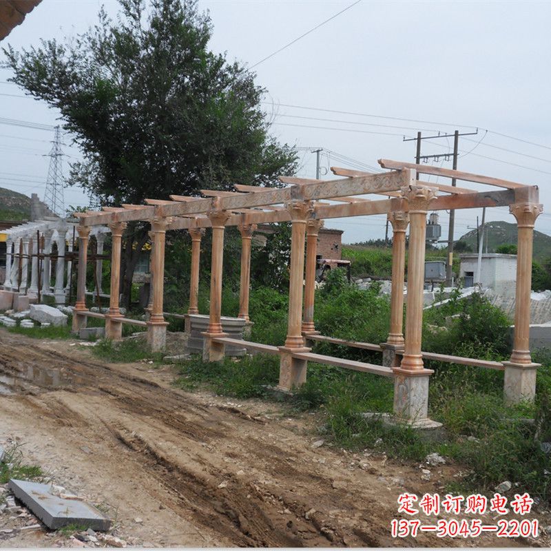 大同晚霞红石雕花架长廊