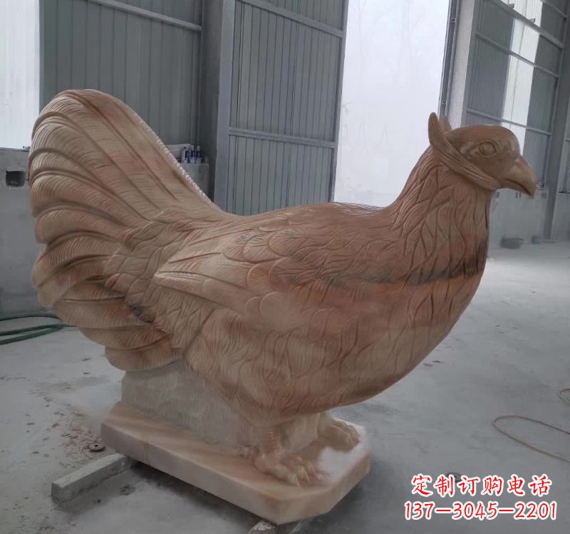 大同晚霞红石雕母鸡