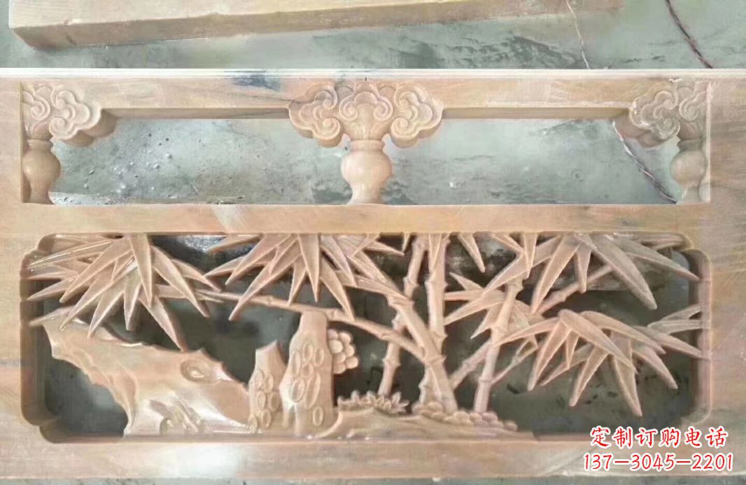 大同晚霞红石浮雕栏板户外摆件园林景观雕塑