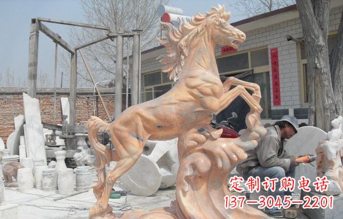 大同晚霞红踏浪奔马石雕222