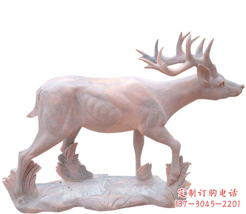 大同晚霞红小鹿石雕