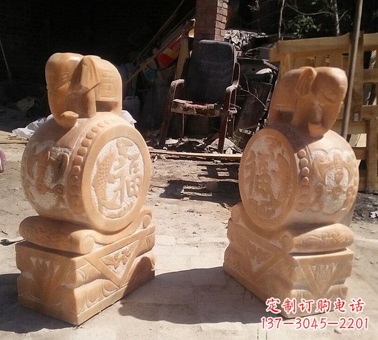 大同晚霞红小象门墩