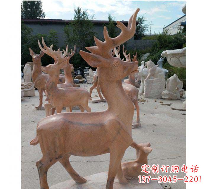 大同晚霞红驯鹿动物公园石雕