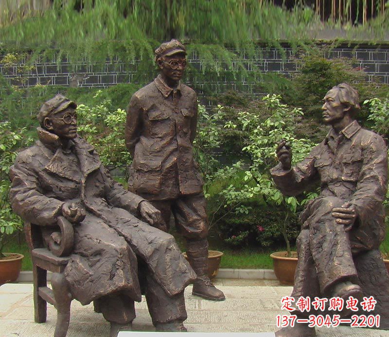 大同伟人毛泽东刘伯承铜雕