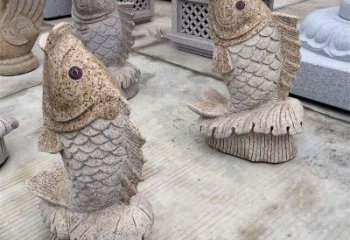 大同花岗岩石雕-鲤鱼雕塑