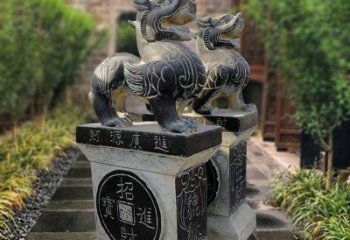 大同貔貅石雕小区看门雕塑