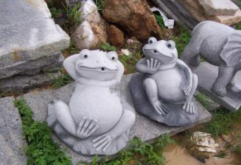 大同别具一格的青石青蛙喷水雕塑