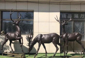 大同群鹿铜雕塑，艺术精雕细琢