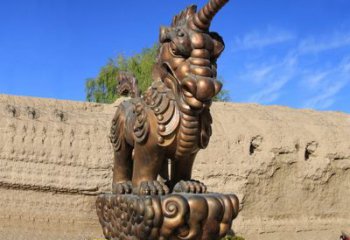 大同神兽獬豸古铜雕塑摆件
