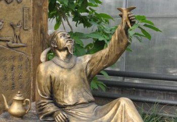 大同象征文学大师李白的铜雕像