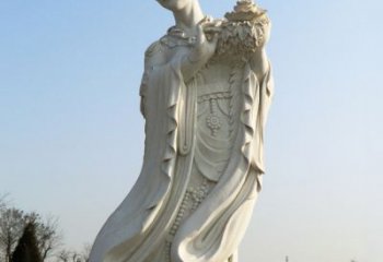 大同古典美女雕塑——十二花神之四月牡丹杨玉环汉白玉