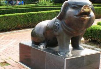 大同古典中国十二生肖猪铜雕塑