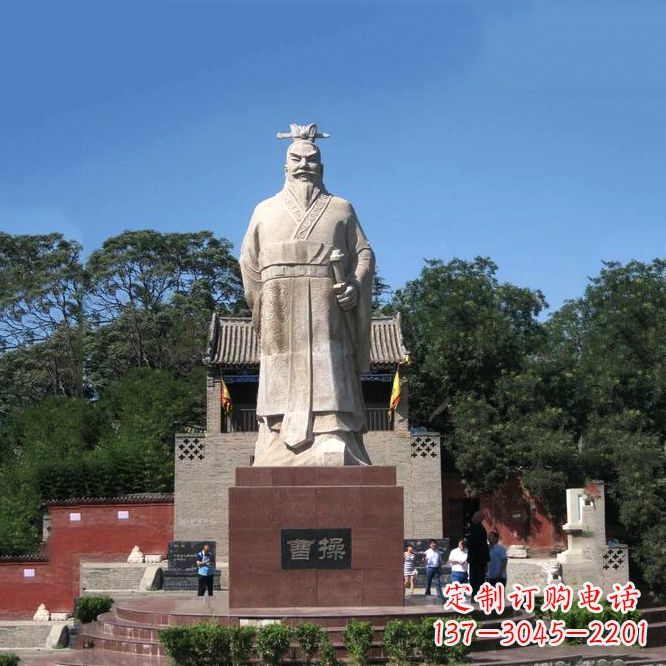 大同魏武帝曹操汉白玉石雕像-景区历史名人塑像
