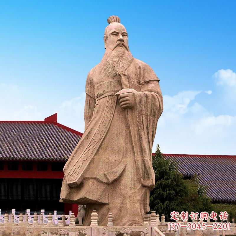 大同魏武帝曹操砂岩石雕塑像