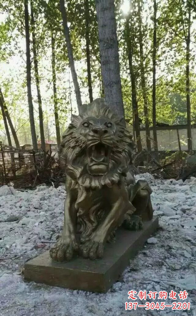 大同卧着的西洋狮子铜雕 (2)