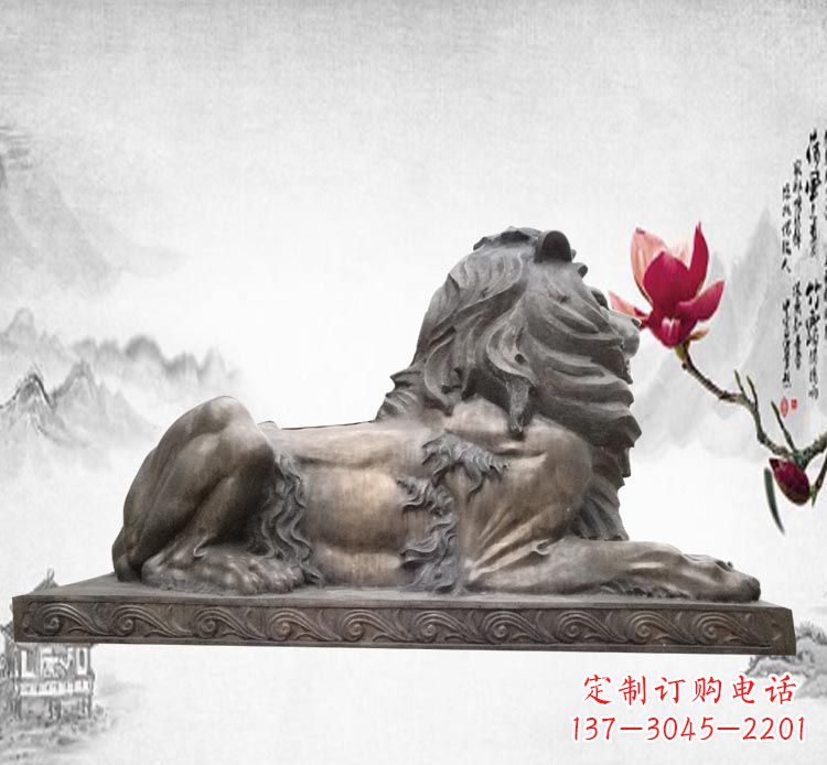 大同卧着的西洋狮子铜雕