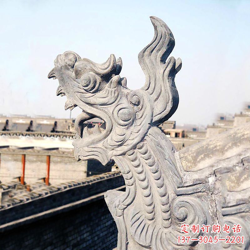 大同屋脊鸱尾螭吻雕塑-古建装饰神兽动物雕塑