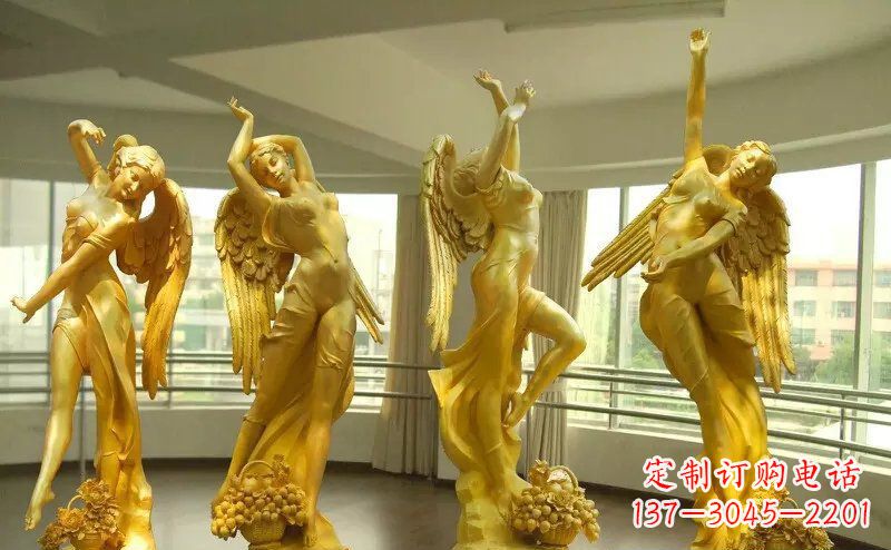 大同舞蹈四女神玻璃钢仿铜人物雕塑