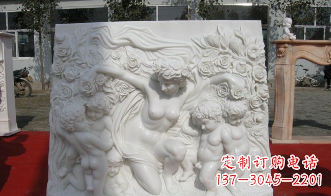 大同西方女人与孩子汉白玉浮雕