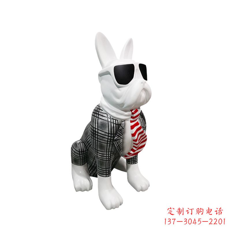 大同系领带戴墨镜的狗雕塑，商场超市美陈斗牛犬摆件