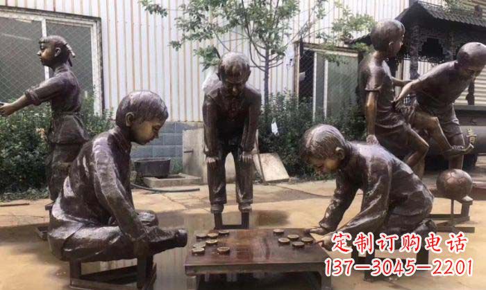 大同下象棋儿童铜雕 (2)