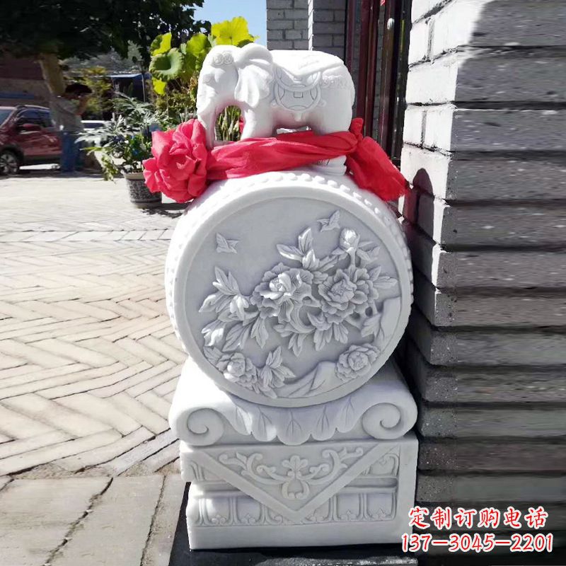 大同仙鹤石雕门墩