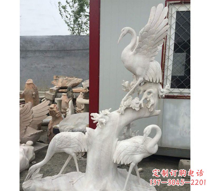 大同仙鹤松树石雕