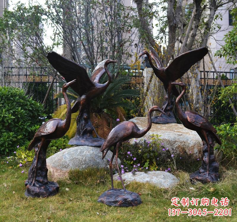 大同仙鹤铜雕塑 (2)
