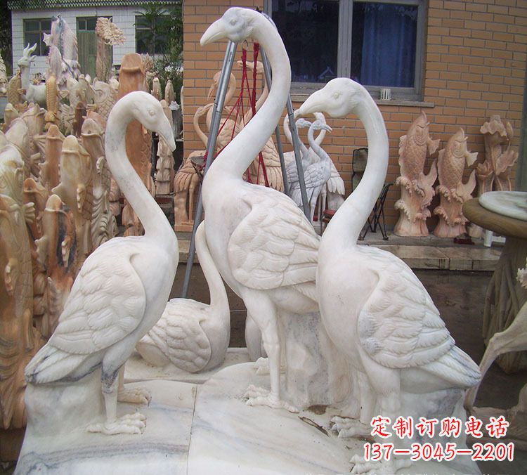 大同仙鹤衔树枝 石雕