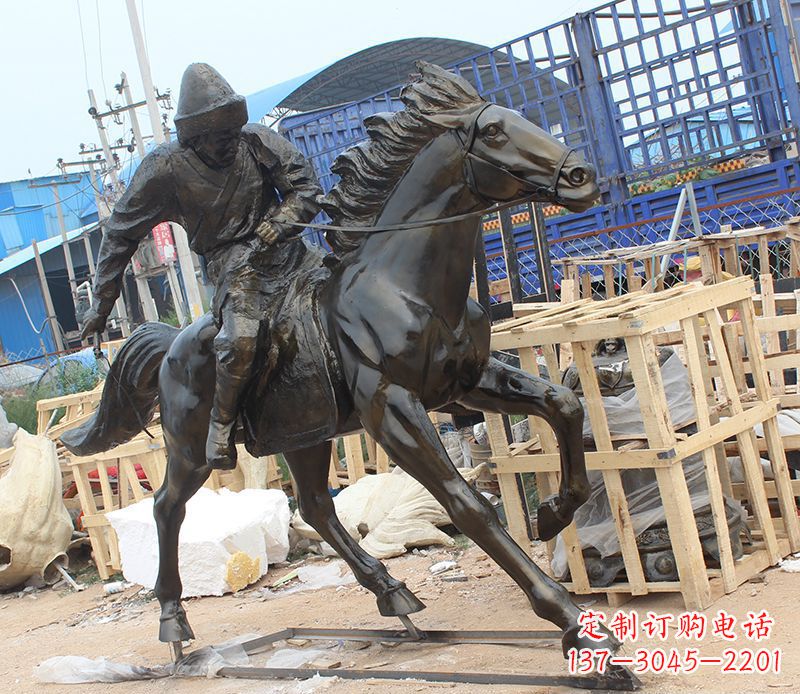 大同现代骑马人物公园景观铜雕