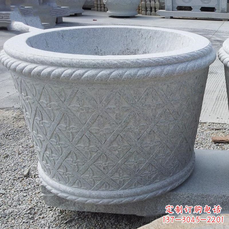 大同现代石雕花盆雕塑