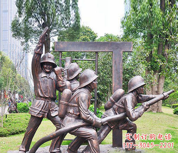 大同消防员人物铜雕 (2)