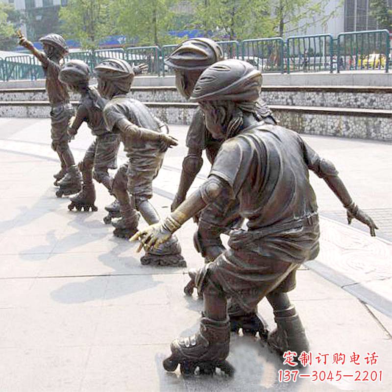 大同小孩滑旱冰广场运动主题雕塑