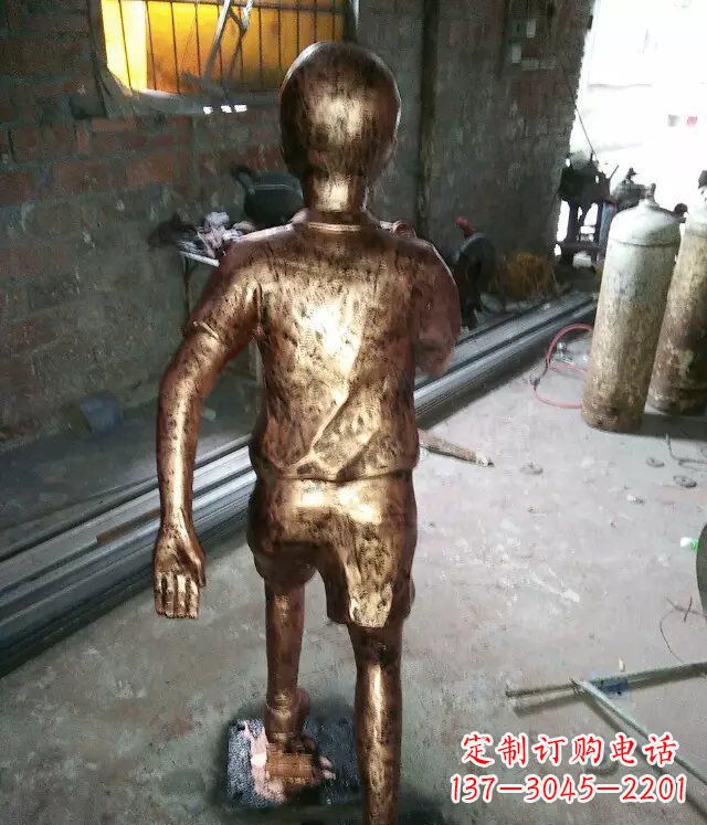 大同小孩跑步公园人物铜雕 (2)