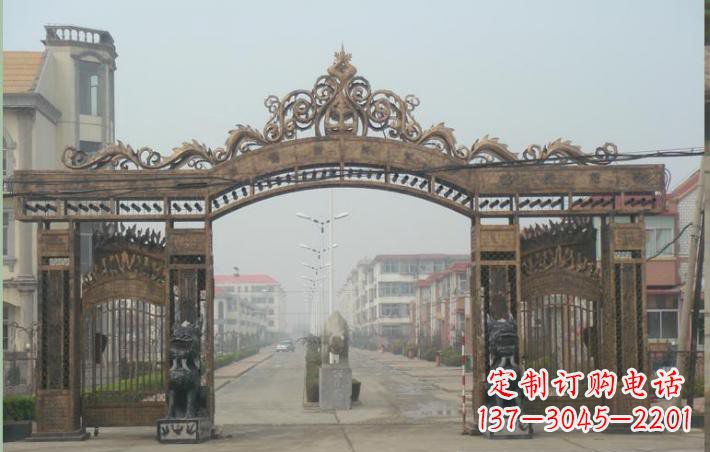 大同小区不锈钢门口牌坊雕塑