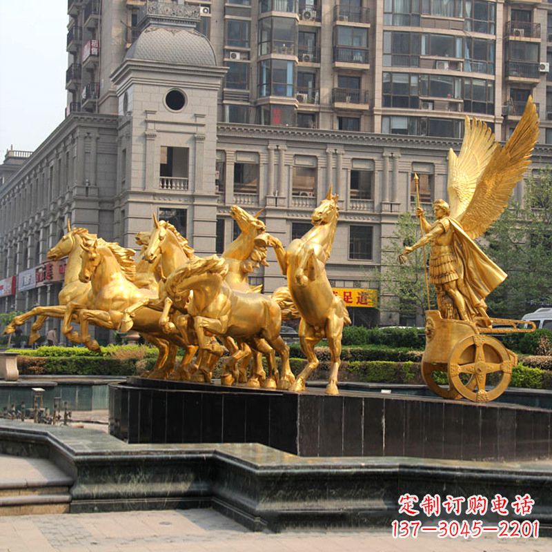 大同小区大门阿波罗战车鎏金景观铜雕