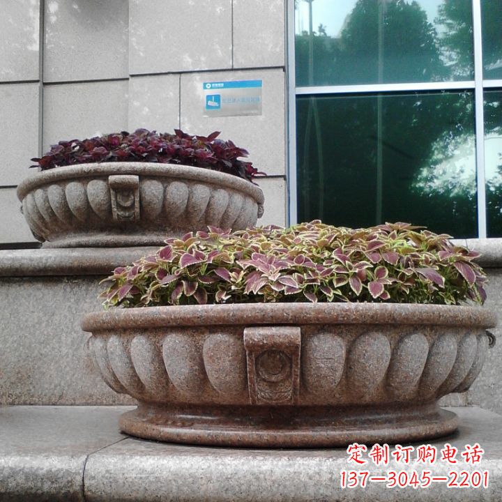 大同小区花岗岩石雕花盆