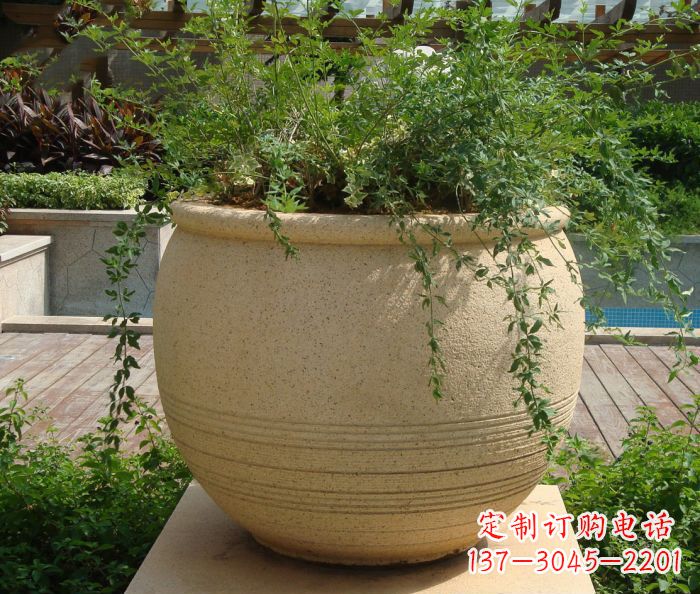 大同小区景观大理石花盆石雕 (2)