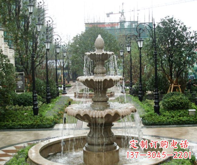 大同小区景观大理石喷泉石雕 (4)