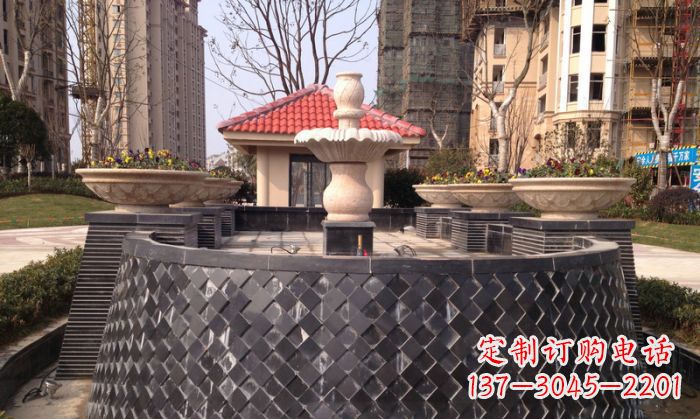 大同小区景观大理石喷泉石雕 (3)