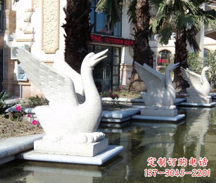 大同小区景观大理石天鹅喷泉石雕
