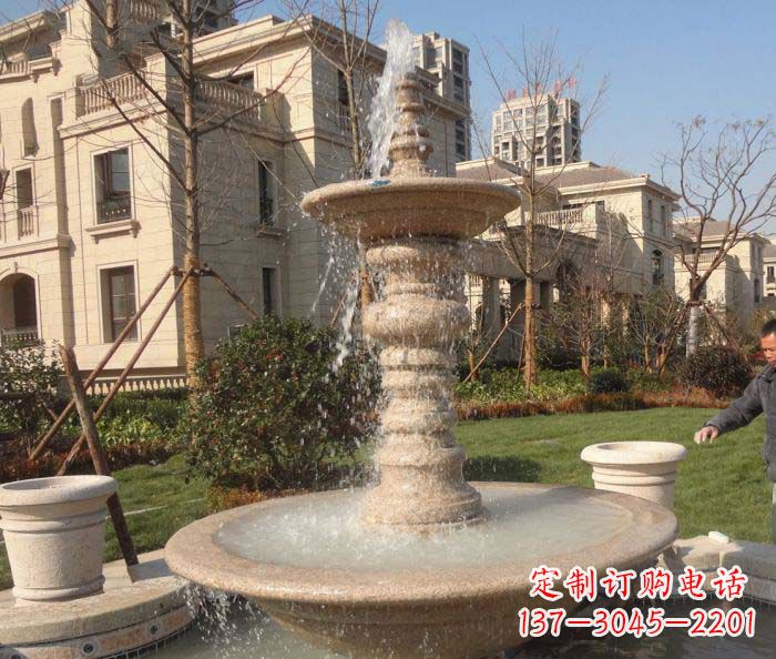 大同小区景观多层喷泉石雕 (2)