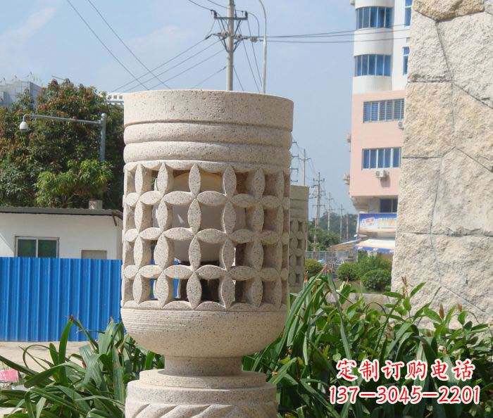 大同小区景观镂空石灯石雕