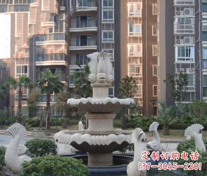 大同小区景观鲤鱼喷泉石雕