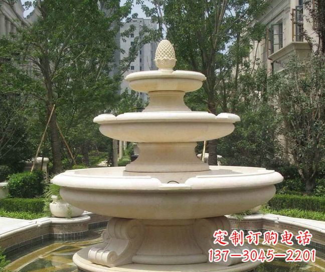 大同小区景观晚霞红多层喷泉石雕