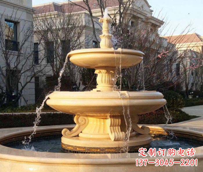 大同小区景观晚霞红喷泉石雕